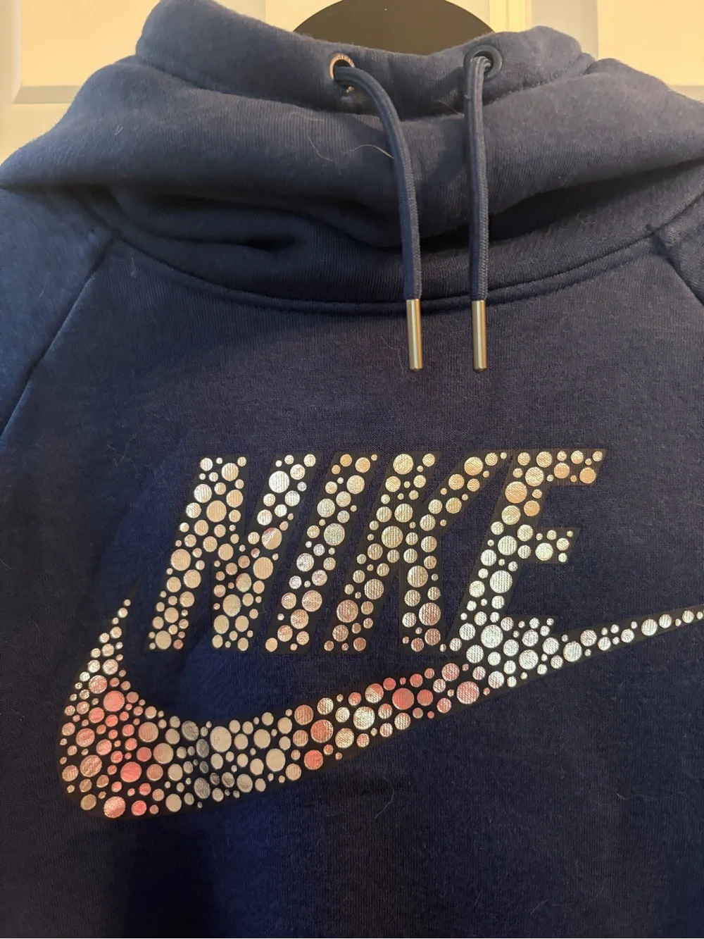 NWOT Nike women’s  Navy Crewneck Hoodie with Reflective Dot Swoosh xl